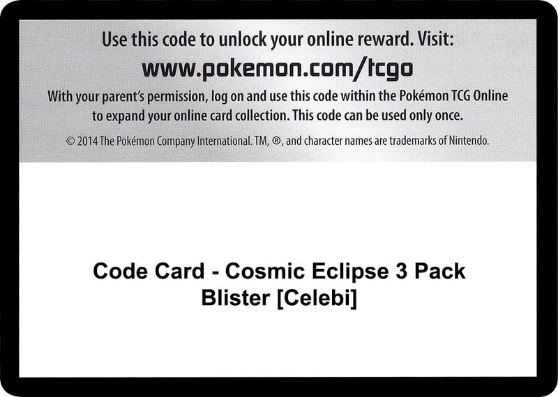 Image for Code Card - Cosmic Eclipse 3 Pack Blister [Celebi] (SM - Cosmic Eclipse) - Pokemon