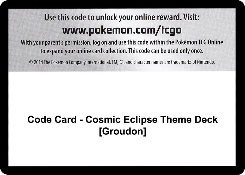 Image for Code Card - Cosmic Eclipse Theme Deck [Groudon] (SM - Cosmic Eclipse) - Pokemon
