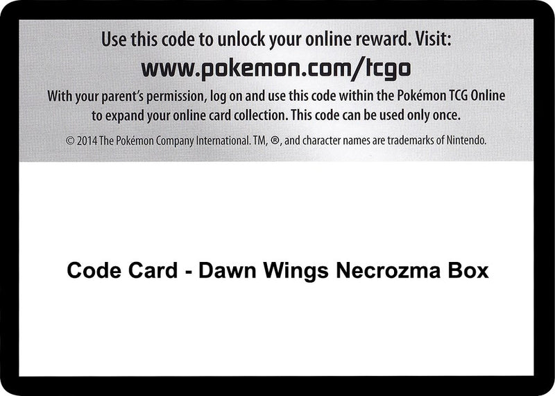 Image for Code Card - Dawn Wings Necrozma Box (SM - Forbidden Light) - Pokemon
