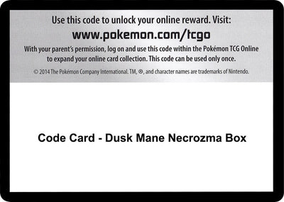 Code Card - Dusk Mane Necrozma Box (SM - Forbidden Light)