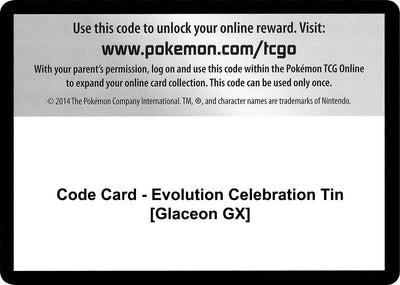 Code Card - Evolution Celebration Tin [Glaceon GX] (SM - Celestial Storm)