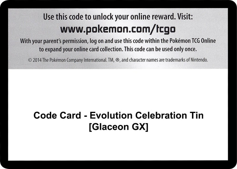 Image for Code Card - Evolution Celebration Tin [Glaceon GX] (SM - Celestial Storm) - Pokemon