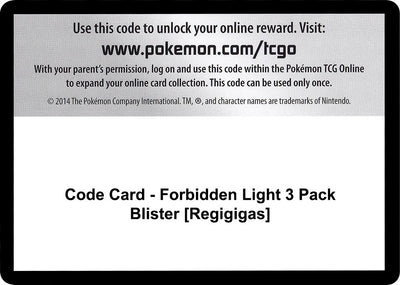 Code Card - Forbidden Light 3 Pack Blister [Regigigas] (SM - Forbidden Light)