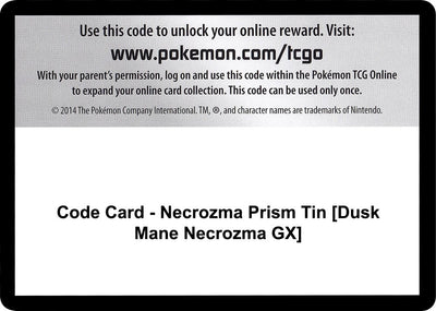 Code Card - Necrozma Prism Tin [Dusk Mane Necrozma GX] (SM - Ultra Prism)