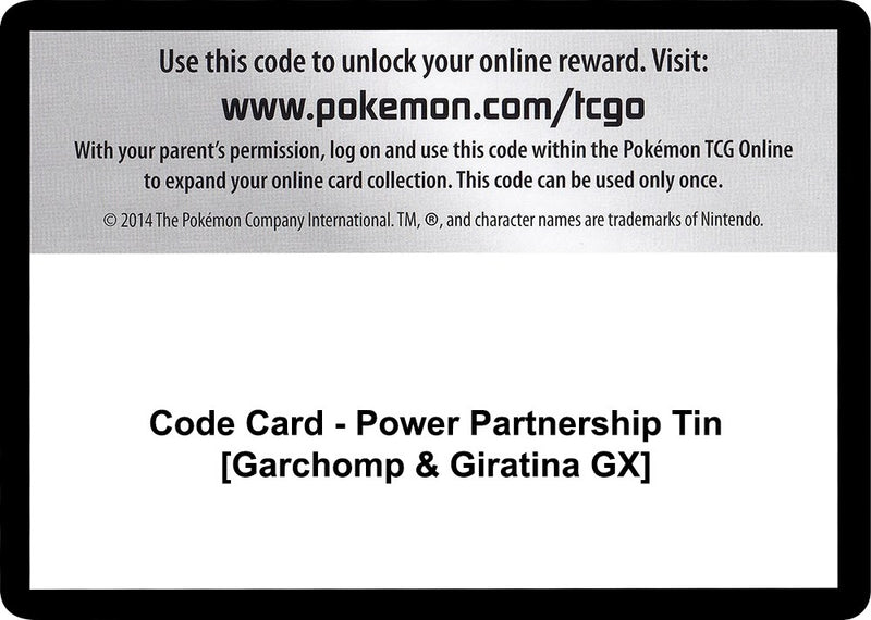 Image for Code Card - Power Partnership Tin [Garchomp & Giratina GX] (SM - Unified Minds) - Pokemon
