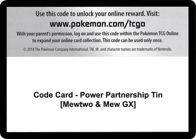 Code Card - Power Partnership Tin [Mewtwo & Mew GX] (SM - Unified Minds)