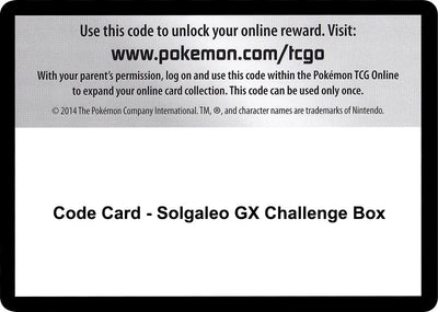 Code Card - Solgaleo GX Challenge Box (SM - Celestial Storm)