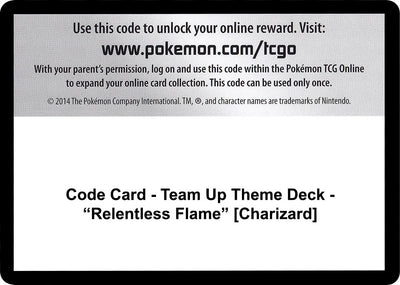 Code Card - Team Up Theme Deck - "Relentless Flame" [Charizard] (SM - Team Up)