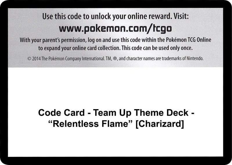 Image for Code Card - Team Up Theme Deck - "Relentless Flame" [Charizard] (SM - Team Up) - Pokemon