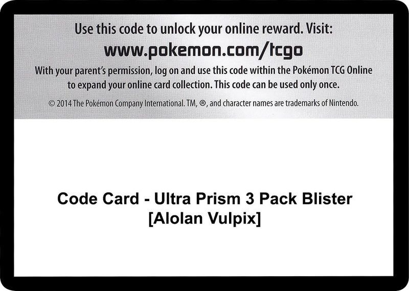 Image for Code Card - Ultra Prism 3 Pack Blister [Alolan Vulpix] (SM - Ultra Prism) - Pokemon