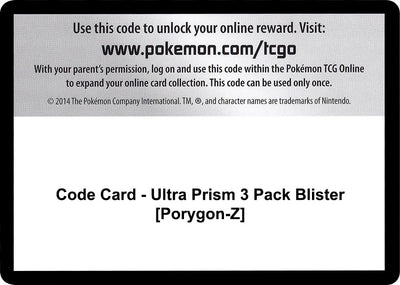 Code Card - Ultra Prism 3 Pack Blister [Porygon-Z] (SM - Ultra Prism)