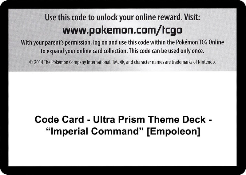 Image for Code Card - Ultra Prism Theme Deck - "Imperial Command" [Empoleon] (SM - Ultra Prism) - Pokemon