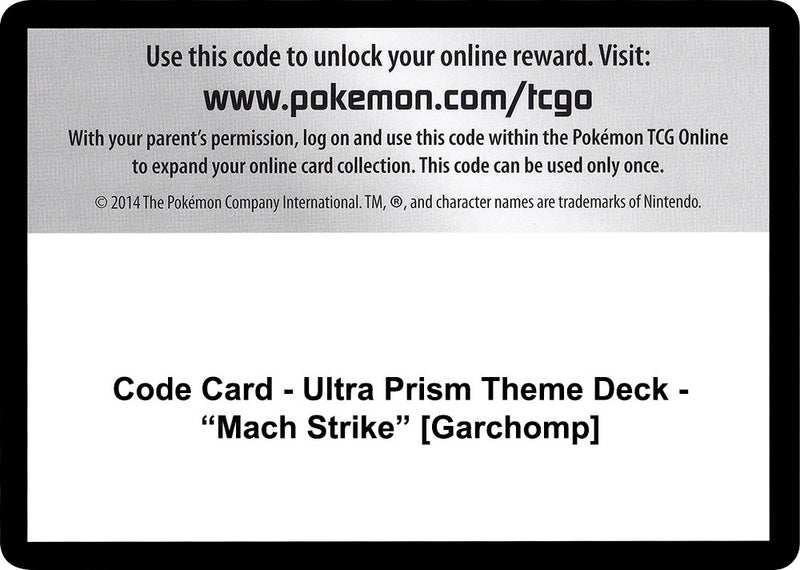Image for Code Card - Ultra Prism Theme Deck - "Mach Strike" [Garchomp] (SM - Ultra Prism) - Pokemon