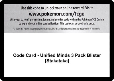 Code Card - Unified Minds 3 Pack Blister [Stakataka] (SM - Unified Minds)