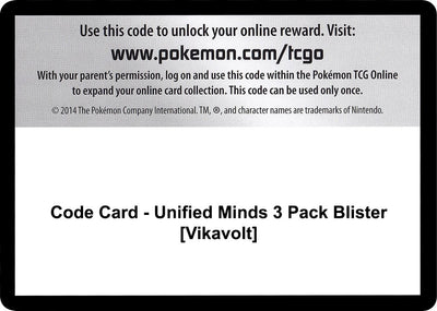 Code Card - Unified Minds 3 Pack Blister [Vikavolt] (SM - Unified Minds)