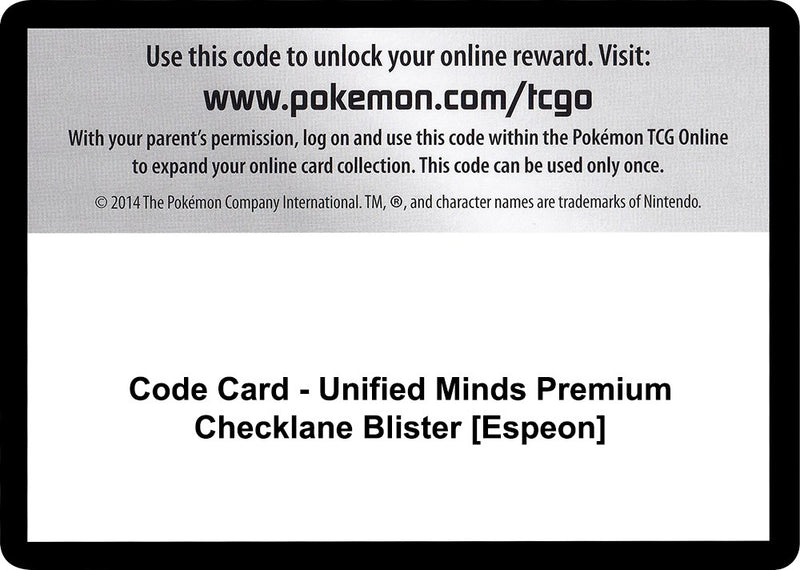 Image for Code Card - Unified Minds Premium Checklane Blister [Espeon] (SM - Unified Minds) - Pokemon