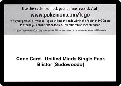 Code Card - Unified Minds Single Pack Blister [Sudowoodo] (SM - Unified Minds)
