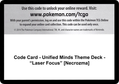 Code Card - Unified Minds Theme Deck - "Laser Focus" [Necrozma] (SM - Unified Minds)