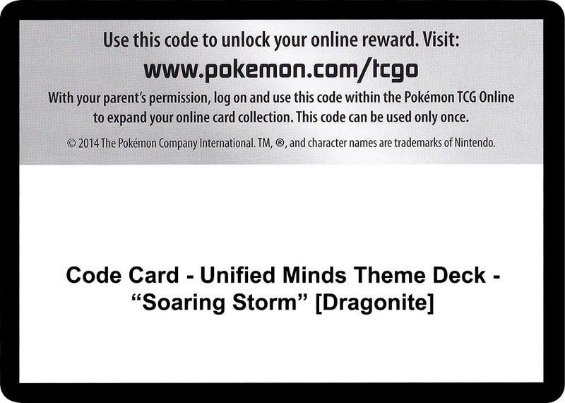 Image for Code Card - Unified Minds Theme Deck - "Soaring Storm" [Dragonite] (SM - Unified Minds) - Pokemon