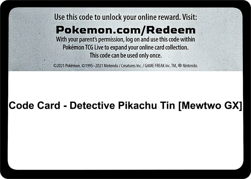 Image for Code Card - Detective Pikachu Tin [Mewtwo GX] - Pokemon