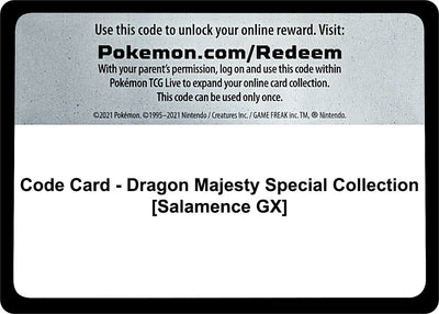 Code Card - Dragon Majesty Special Collection [Salamence GX]