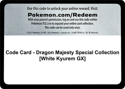 Code Card - Dragon Majesty Special Collection [White Kyurem GX]