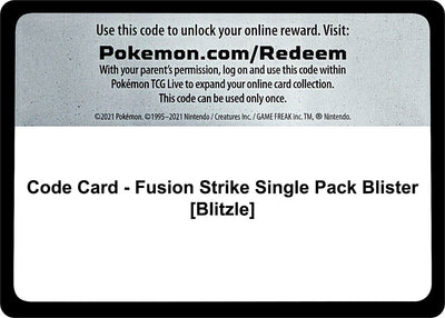 Code Card - Fusion Strike Single Pack Blister [Blitzle] (SWSH08: Fusion Strike)