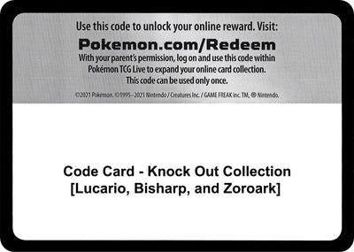 Code Card - Knock Out Collection [Lucario, Bisharp, and Zoroark]