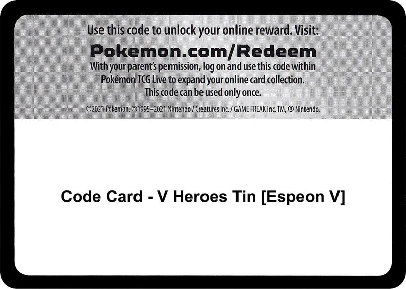 Code Card - V Heroes Tin [Espeon V]