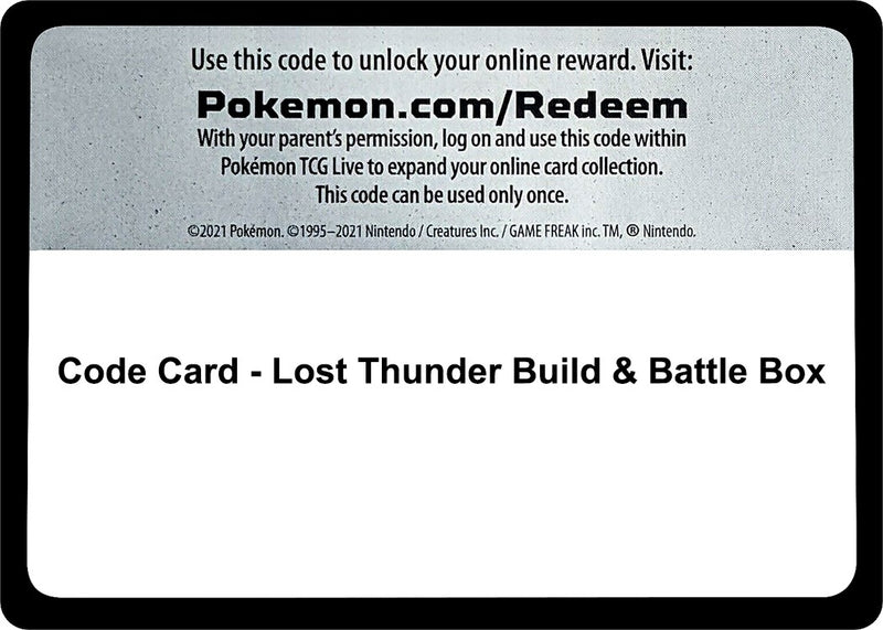 Image for Code Card - Lost Thunder Build & Battle Box (SM - Lost Thunder) - Pokemon