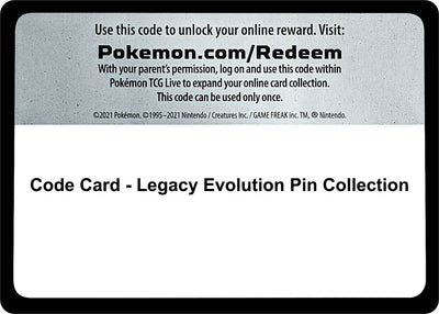 Code Card - Legacy Evolution Pin Collection (SM Base Set)
