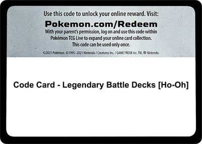 Code Card - Legendary Battle Decks [Ho-Oh] (SM - Guardians Rising)