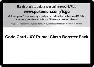 Code Card - Primal Clash Booster Pack (XY - Primal Clash) (PRC)
