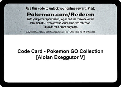 Code Card - Pokemon GO Collection [Alolan Exeggutor V] (Pokemon GO)