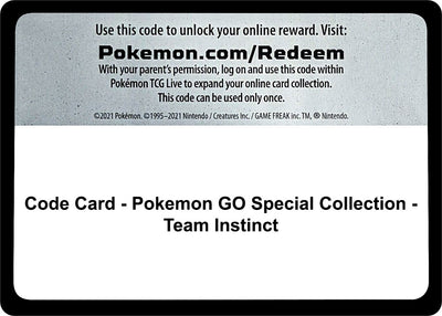 Code Card - Pokemon GO Special Collection - Team Instinct (Pokemon GO)