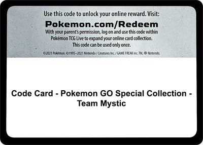 Code Card - Pokemon GO Special Collection - Team Mystic (Pokemon GO)