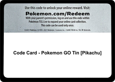 Code Card - Pokemon GO Tin [Pikachu] (Pokemon GO)
