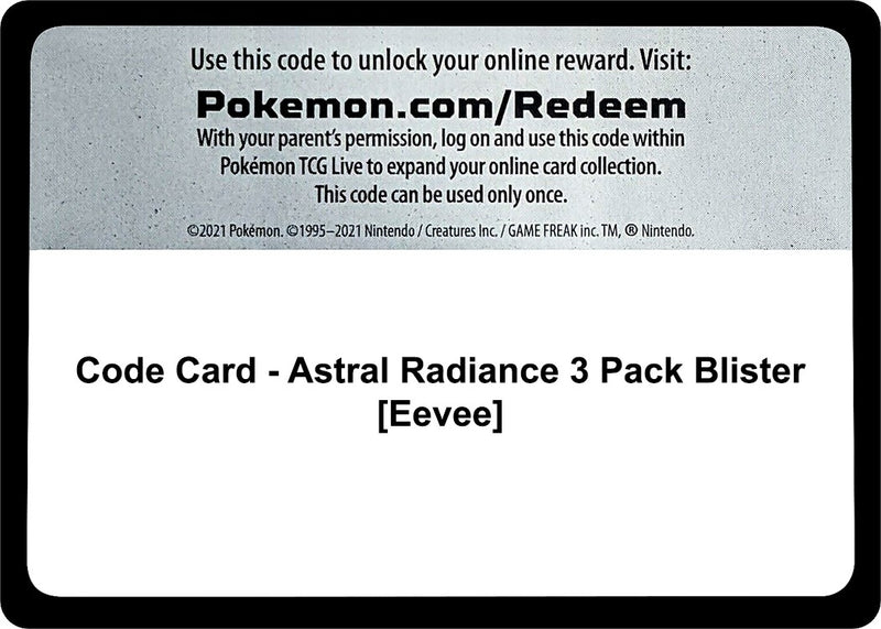 Image for Code Card - Astral Radiance 3 Pack Blister [Eevee] (SWSH10: Astral Radiance) - Pokemon
