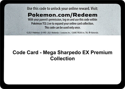 Code Card - Mega Sharpedo EX Premium Collection (SM Base Set)