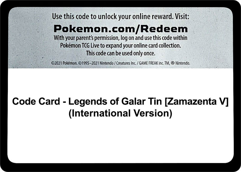 Image for Code Card - Legends of Galar Tin [Zamazenta V] (International Version) (SWSH02: Rebel Clash) - Pokemon