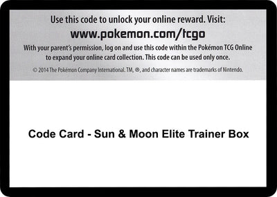 Code Card - Sun & Moon Elite Trainer Box (SM Base Set)