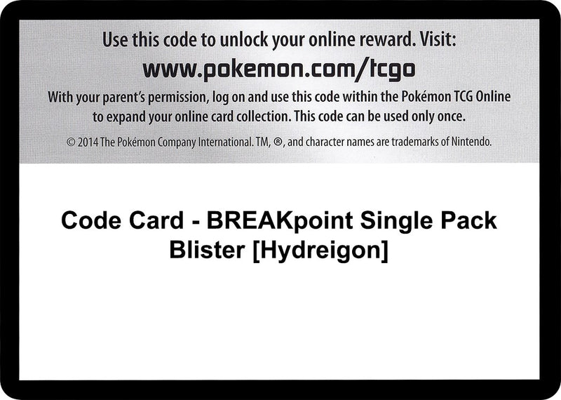 Image for Code Card - BREAKpoint Single Pack Blister [Hydreigon] (XY - BREAKpoint) (BKP) - Pokemon
