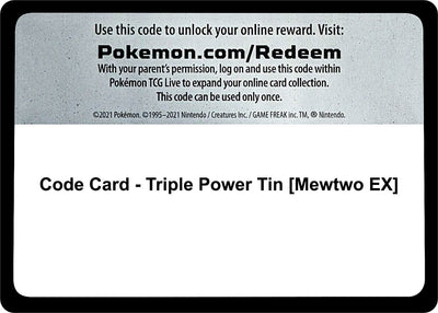 Code Card - Triple Power Tin [Mewtwo EX] (XY - BREAKpoint) (BKP)