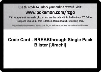 Code Card - BREAKthrough Single Pack Blister [Jirachi] (XY - BREAKthrough) (BKT)