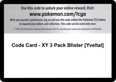 Code Card - XY 3 Pack Blister [Yveltal] (XY - BREAKthrough) (BKT)