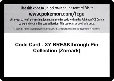Code Card - XY BREAKthrough Pin Collection [Zoroark] (XY - BREAKthrough) (BKT)