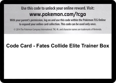 Code Card - Fates Collide Elite Trainer Box (XY - Fates Collide) (FCO)