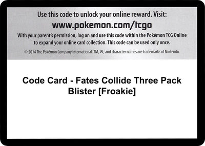Code Card - Fates Collide Three Pack Blister [Froakie] (XY - Fates Collide) (FCO)
