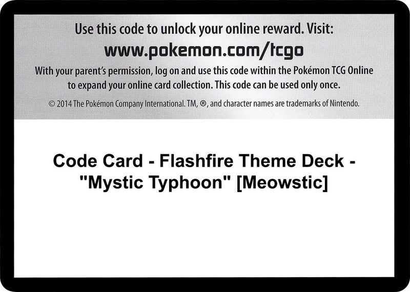 Image for Code Card - Flashfire Theme Deck - "Mystic Typhoon" [Meowstic] (XY - Flashfire) (FLF) - Pokemon
