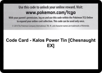 Code Card - Kalos Power Tin [Chesnaught EX] (XY - Flashfire) (FLF)